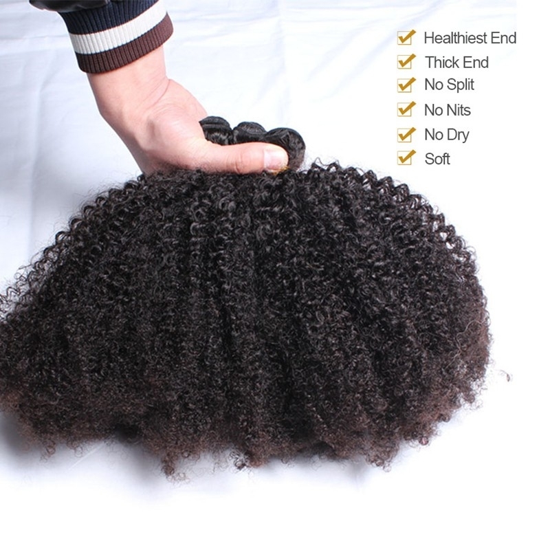 8A Grade 3pcs Lot Mongolian Afro Kinky Curly Human Hair Weaves Natural Black Afro Hair Bundles fast shipping