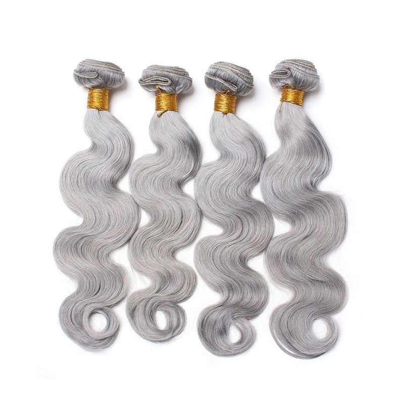 Color Platinum Grey Body Wave Brazilian Remy Hair Weaves 3pcs Buddles Deals