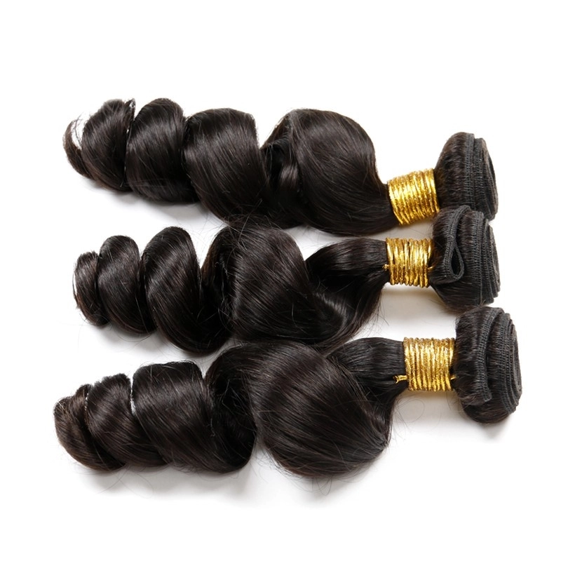 8A Remy Hair Bouncy Curl Unprocessed Hair 3 Bundles Loose Wave Peruvian Remy Hair Weave 3 Pc Lot