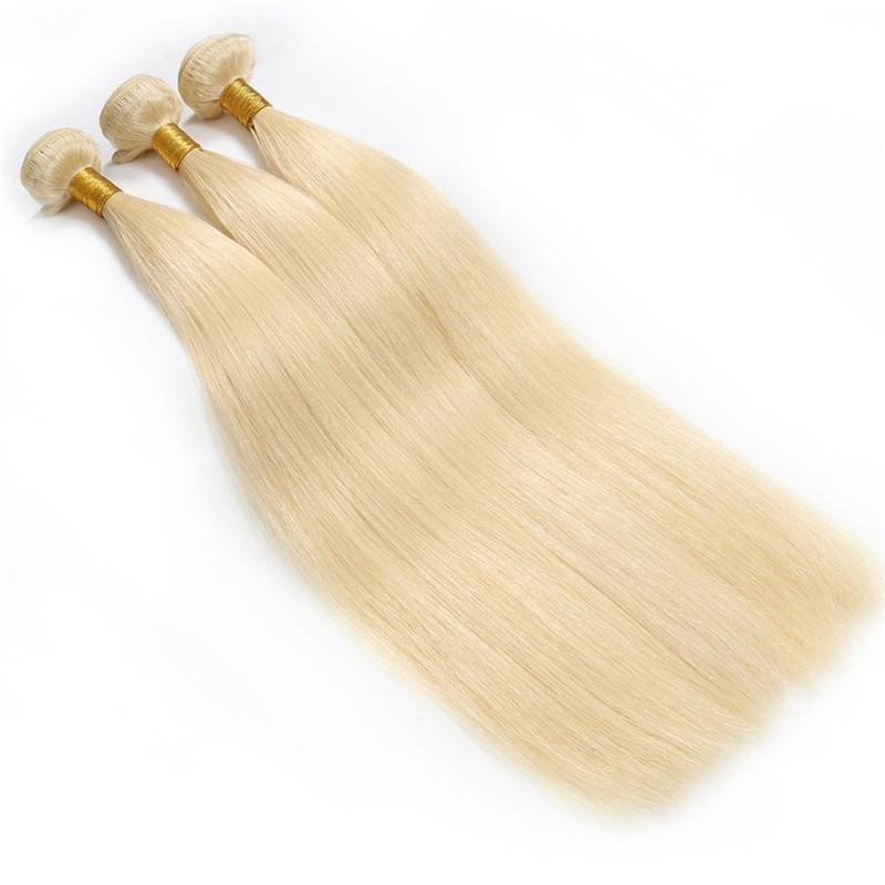 Blonde 613 Silky Straight Hair Weave Unprocessed Brazilian Remy Human Hair Extension 3 Bundles 300g Mixed Length