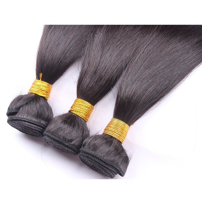 Natural Color Silk Straight Brazilian Human Hair Extensions Weave 3 Bundles