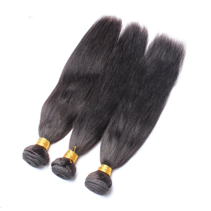 Italian Yaki Straight Brazilian Human Hair 3 Pcs/Lot Natural Color Hair Weave Bundles