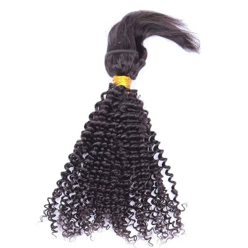 Natural Color Kinky Curly Braid In Bundle Hair Weaves Brazilian Human Hair 3 Bundles