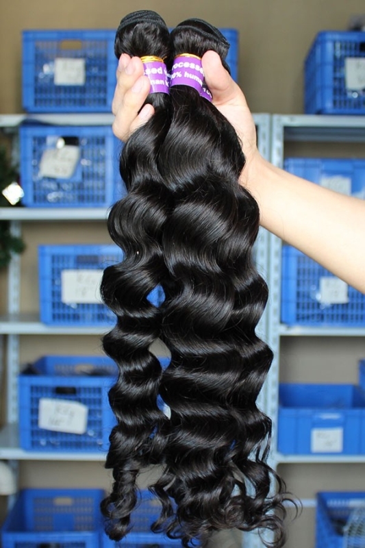Malaysian Human Hair Extensions Loose Wave Hair 4 Bundles Natural Color