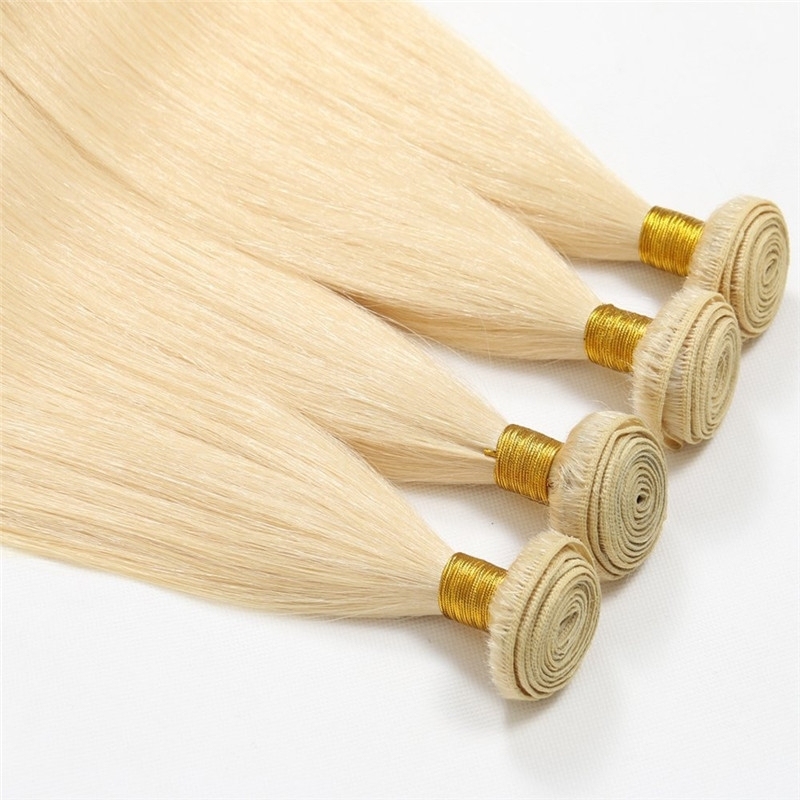 Blonde 613 Silky Straight Hair Weave Unprocessed Brazilian Remy Human Hair Extension 3 Bundles 300g Mixed Length