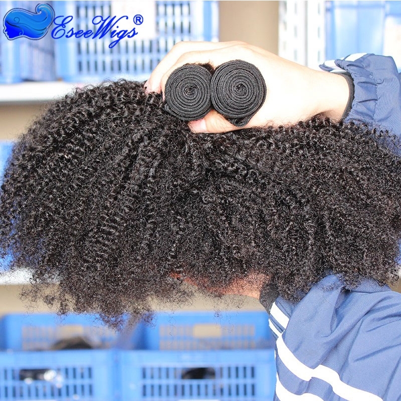 8A Grade 3pcs Lot Mongolian Afro Kinky Curly Human Hair Weaves Natural Black Afro Hair Bundles fast shipping