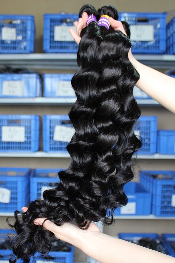 Indian Human Hair Extensions Weave Loose Wave 4 Bundles Natural Color