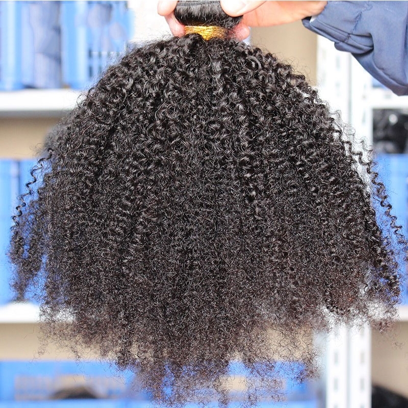 8A Grade 3pcs Lot Mongolian Afro Kinky Curly Human Hair Weaves Natural Black Afro Hair Bundles fast shipping