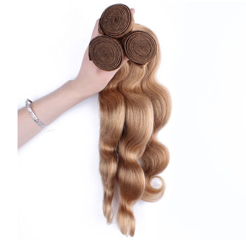 Best Website To Buy Bundle Hair Color #27 Honey Brown Body Wave Brazilian Remy Hair Weave 3pcs Buddles