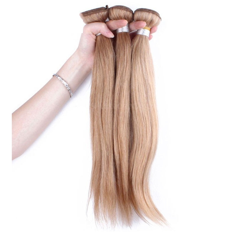 Best Website To Buy Bundle Hair Color #27 Honey Brown Straight Brazilian Human Hair Weave 3 Buddles