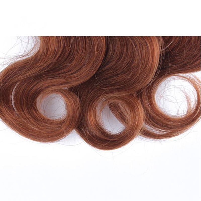 Color #30 Medium Brown Brazilian Remy Hair Body Wave Hair Weave 3 Buddles