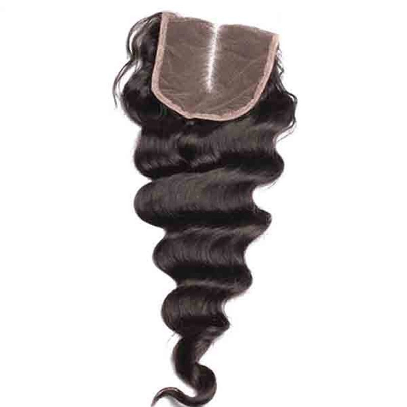 Loose Wave Peruvian Remy Hair Free Part Lace Closure Sew In 4x4 inchs Natual Color