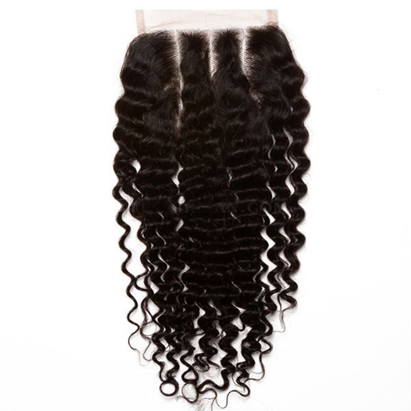 Lace Closure Sew In Weave Kinky Curly Brazilian Remy Hair Lace Closures 4x4inches Natural Color