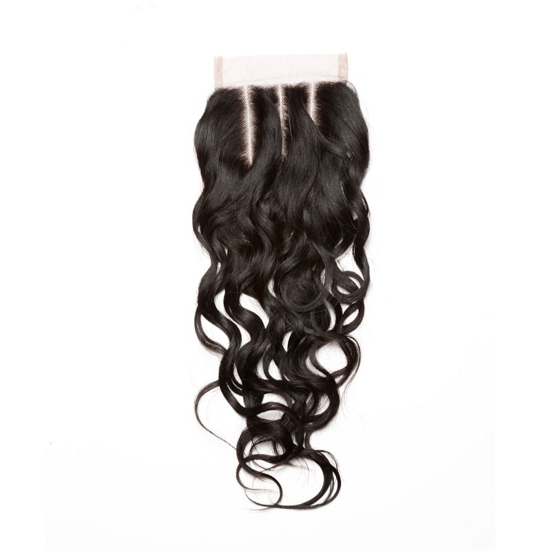 Brazalian Remy Hair Closure Piece Water Wet Wave Free Part Lace Closure 4x4 inchs Natiral Color