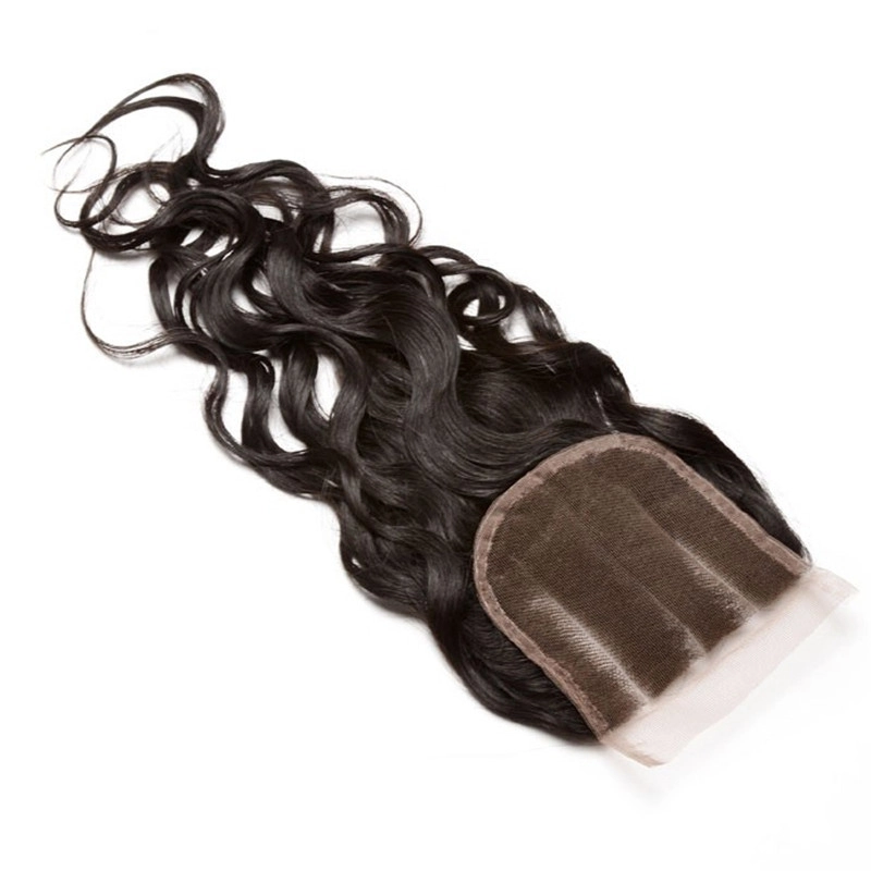 Brazalian Remy Hair Closure Piece Water Wet Wave Free Part Lace Closure 4x4 inchs Natiral Color