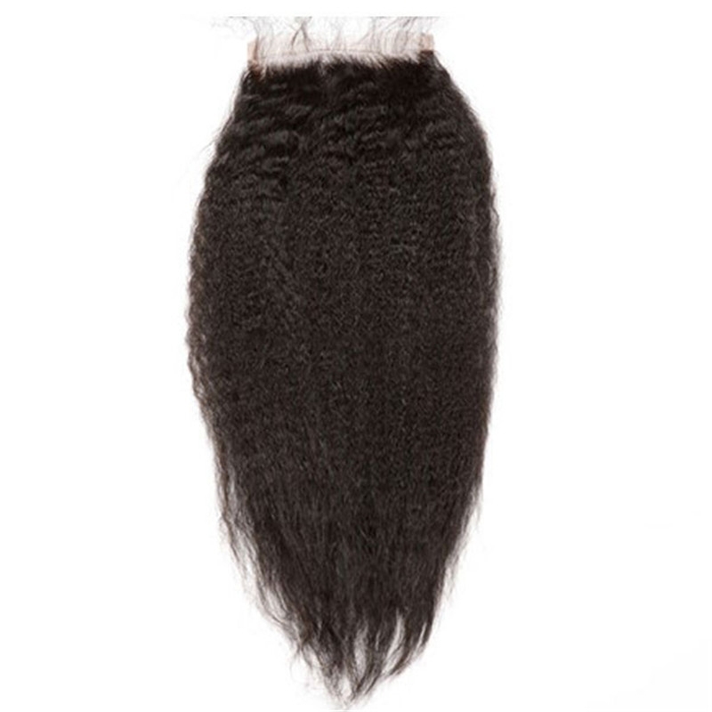 Best Hair Closure Piece Natural Color Kinky Straight Malaysian Remy Hair Free Part Lace Closure 4x4inches