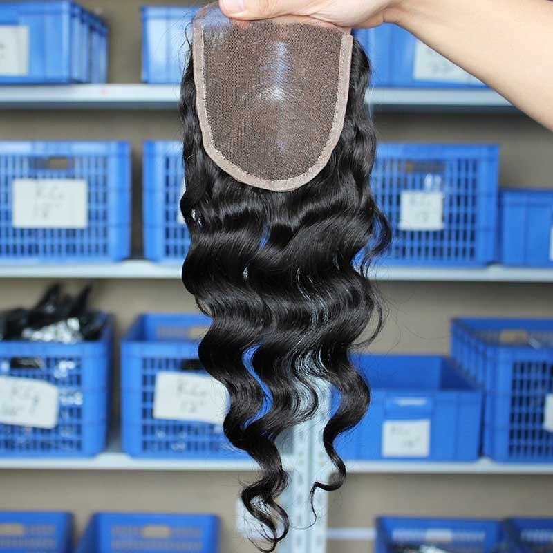 Loose Wave European Remy Hair Middle Part Lace Closure 4x4inches Natural Color