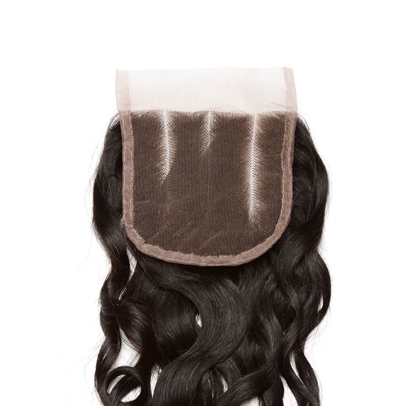 Lace Closures For Sale Indian Remy Hair Water Wet Wave Three Part Lace Closure 4x4 inchs Natural Color