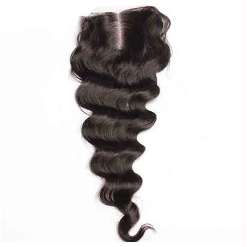 Best Closure Pieces Loose Wave Malaysian Remy Hair Middle Part Lace Closure 4x4inches Natural Color