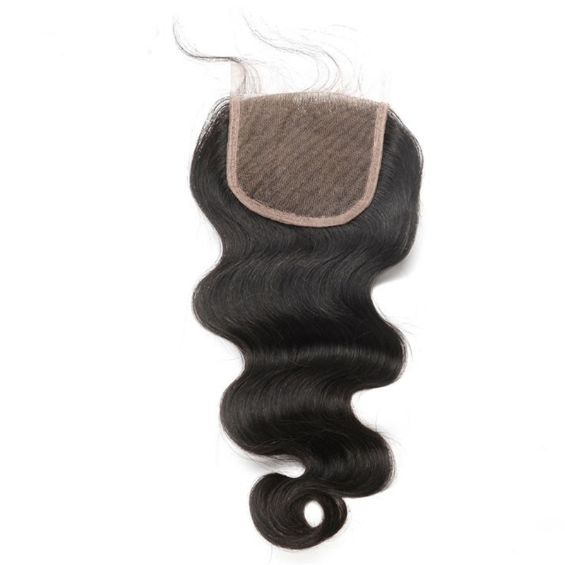 Mongolian Remy Hair Body Wave Middle Part Lace Closure Piece 4x4 inchs Natural Color