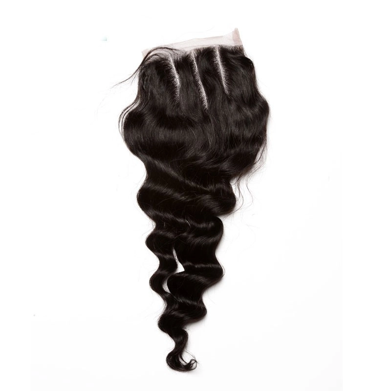 Mongolian Remy Hair Loose Wave Free Part Lace Closure Piece With Baby Hair 4x4 inchs Natural Color