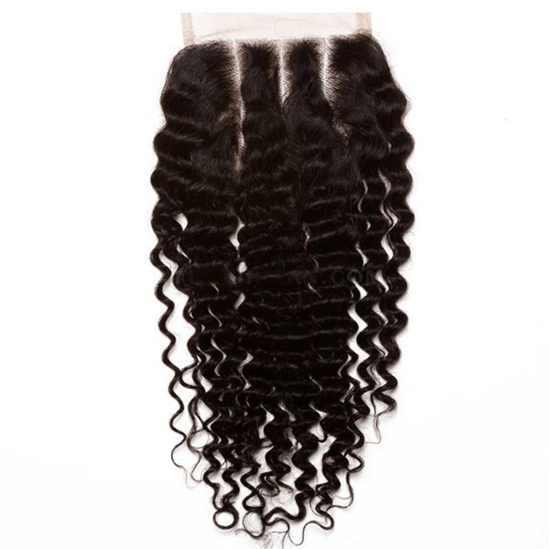 Natural Color 3B 3C Kinky Curly Lace Top Closure Hair Piece Brazilian Remy Hair Lace Top Closures 4x4inches