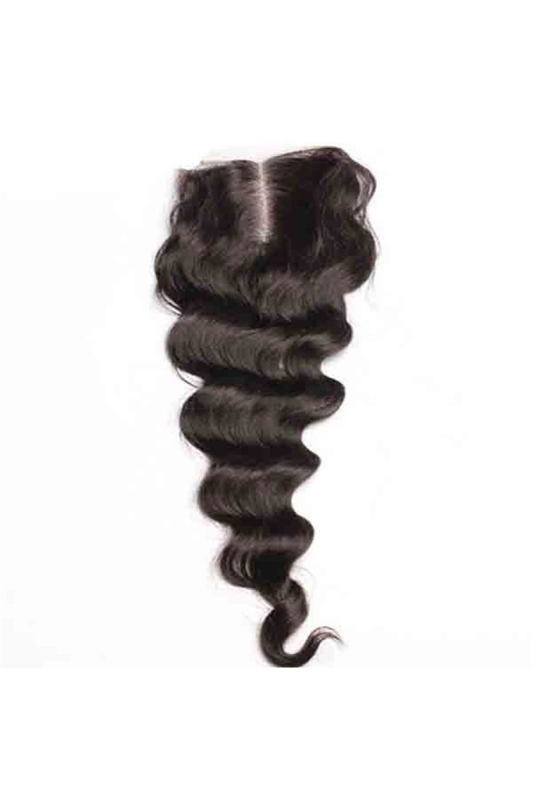 Loose Wave European Remy Hair Middle Part Lace Closure 4x4inches Natural Color