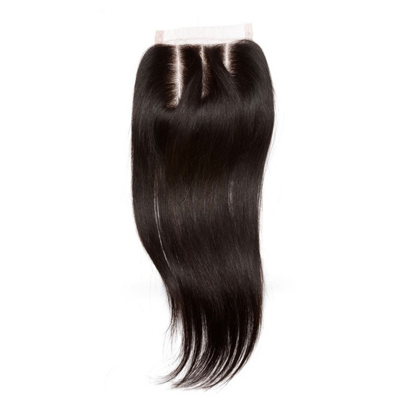 Affordable Mongolian Remy Hair Silky Straight Free Part Lace Closure 4x4 inchs Natural Color