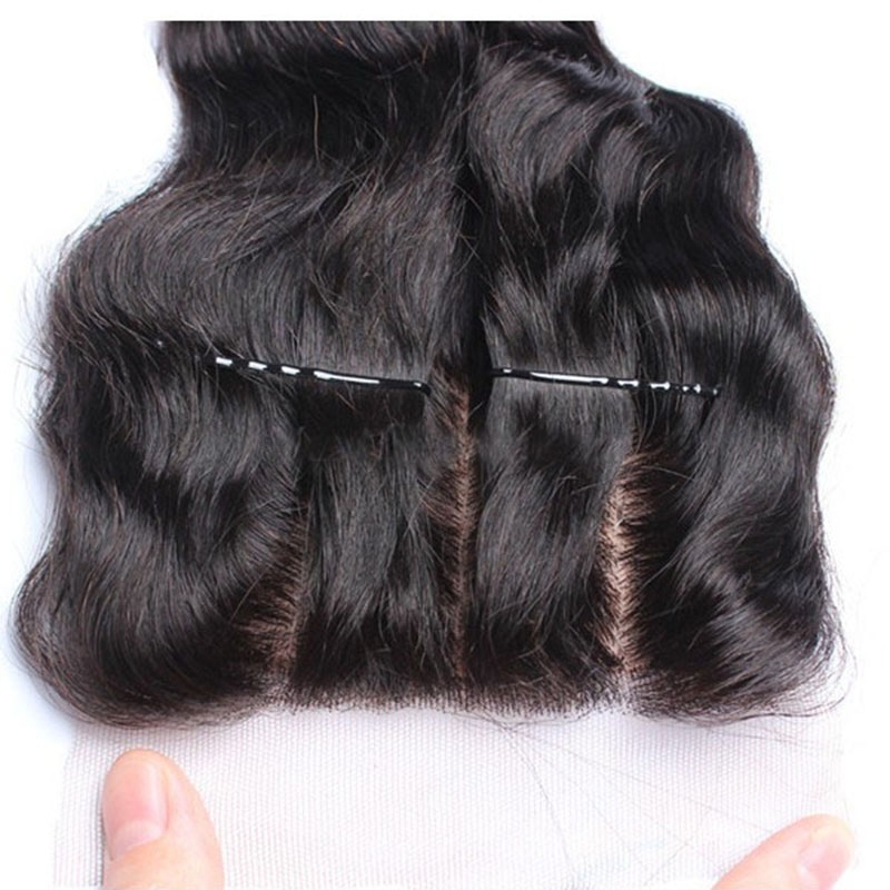 Natural Color Loose Wave Brazalian Remy Hair Silk Base Top Closure Piece With Scalp 4x4inchs