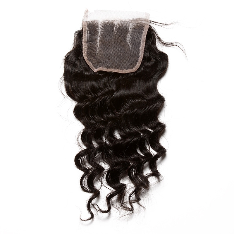 Loose Wave 4x4 Lace Closure With Baby Hair Free Part Brazilian Remy Hair