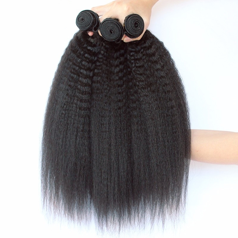 Kinky Straight Brazilian Remy Hair Honey Products Human Hair Weave Bundles Natural Color Coarse Yaki Hair Weaving