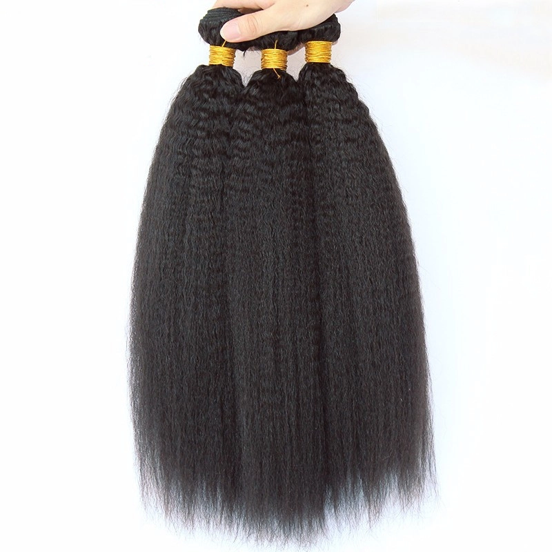 Kinky Straight Brazilian Remy Hair Honey Products Human Hair Weave Bundles Natural Color Coarse Yaki Hair Weaving