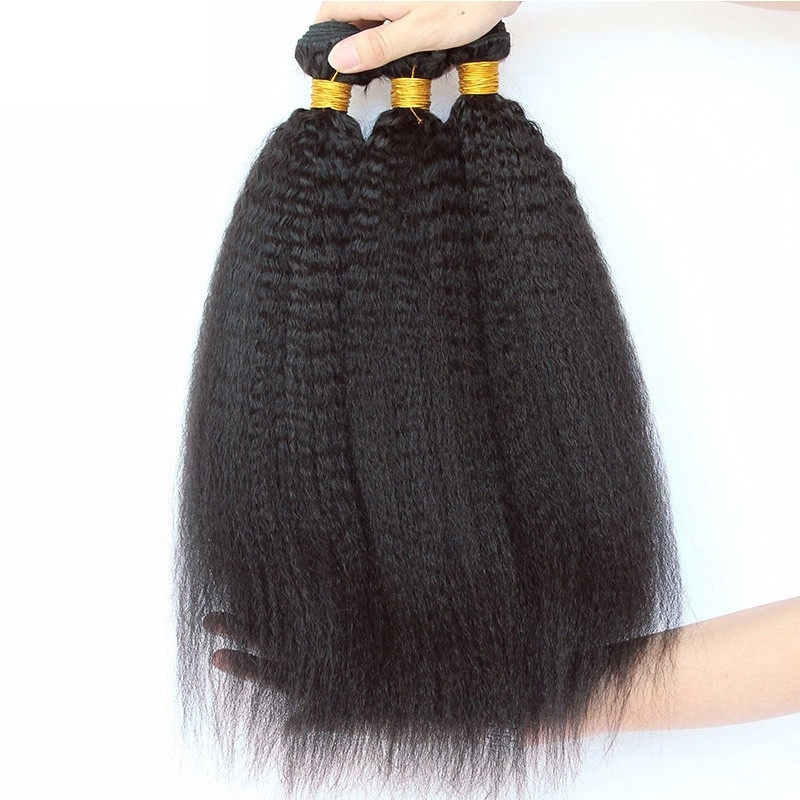 Kinky Straight Brazilian Remy Hair Honey Products Human Hair Weave Bundles Natural Color Coarse Yaki Hair Weaving