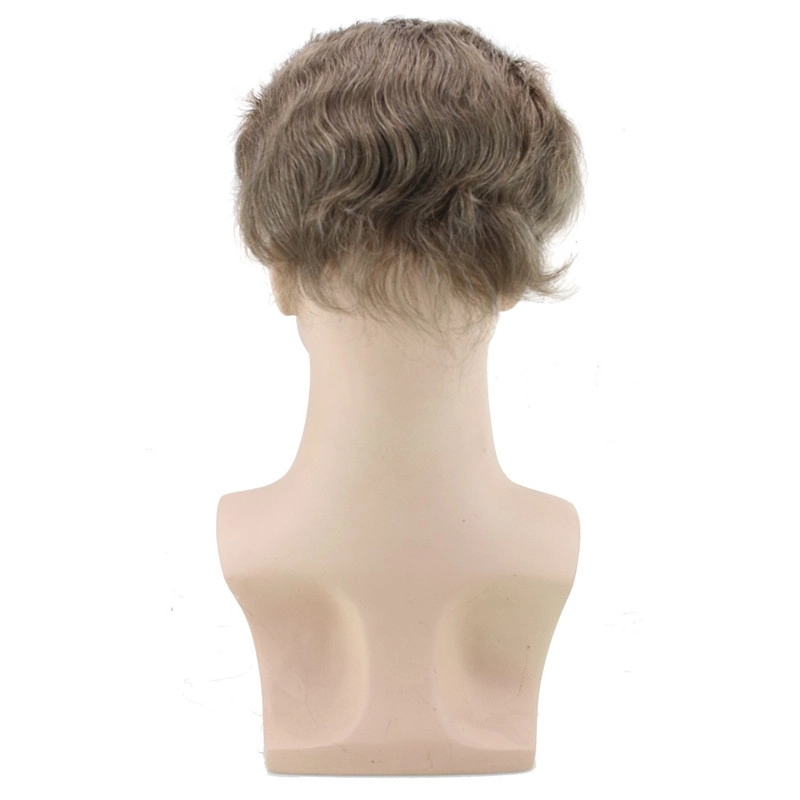 Men's Wig Human Hair Hairpiece Toupee Super Thin Skin Hair Replacement (#7 Light Ash Brown)