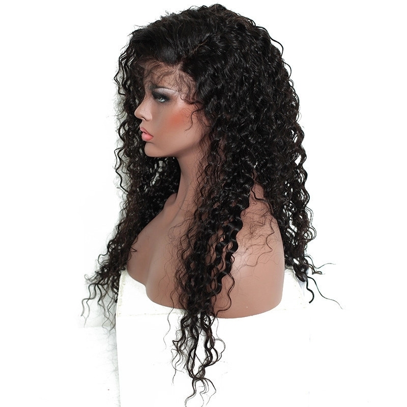 300% Density Curly Lace Front Human Hair Wigs For Black Women Pre Plucked Brazilian Remy Hair Bleached Knots