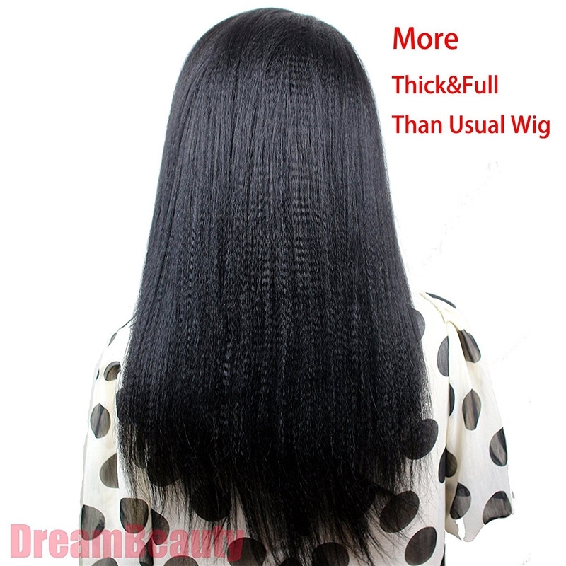 360 Lace Wig Yaki Straight Extra High Density Brazilian Remy Human Hair Full Lace Wigs with Baby Hair and Natural Hairline for Black Women Natu