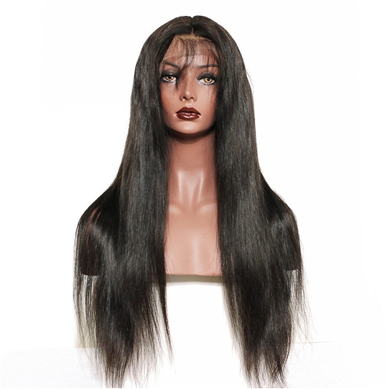 300% Density Lace Front Human Hair Wigs Silk Straight Brazilian Remy Human Hair Wigs Glueless Lace Front Wig for Women Natural Black Color
