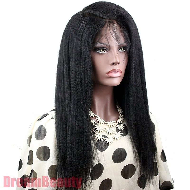 360 Lace Wig Yaki Straight Extra High Density Brazilian Remy Human Hair Full Lace Wigs with Baby Hair and Natural Hairline for Black Women Natu