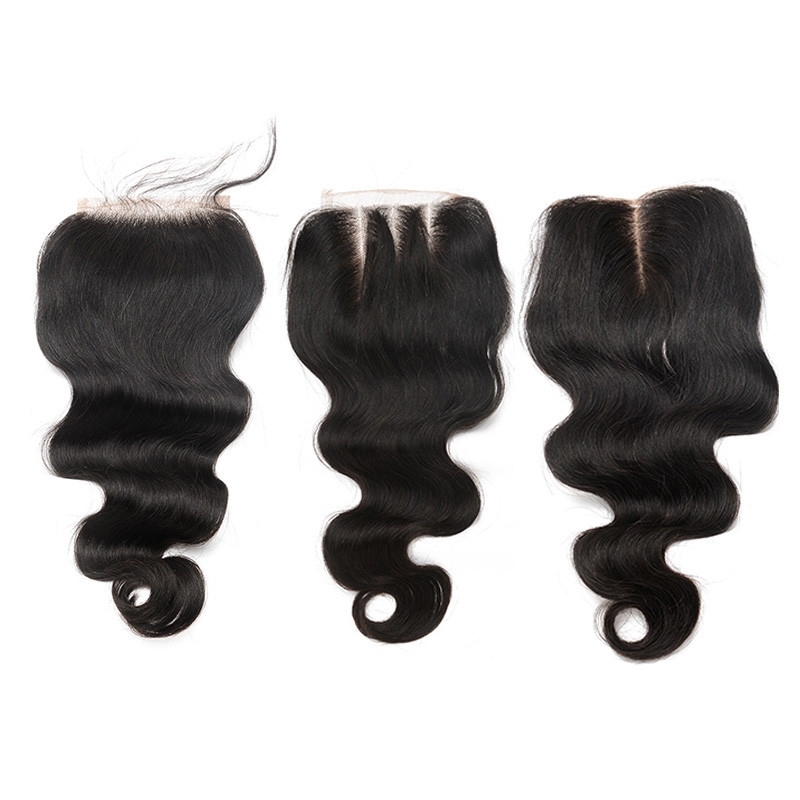 Transparent HD Swiss Thinner lace Body Wave 5x5 Lace Closure Brazilian Remy Hair Baby Hair Bleached Knots Human Hair Natural Color