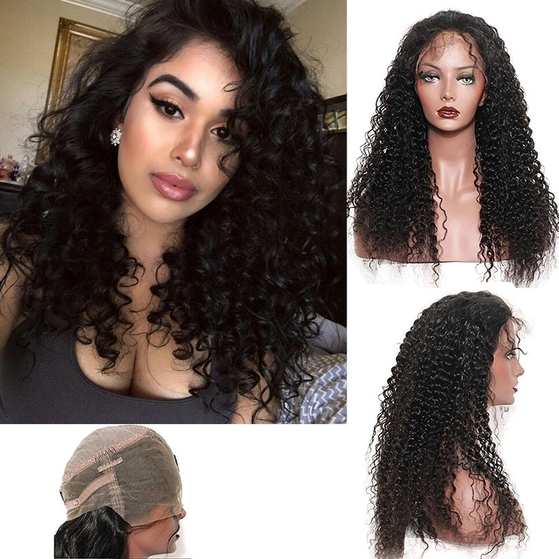 360 Lace Wig 180% 10A Brazilian Human Hair Wigs Deep Curly Free Part Wig with Baby Hair for Women