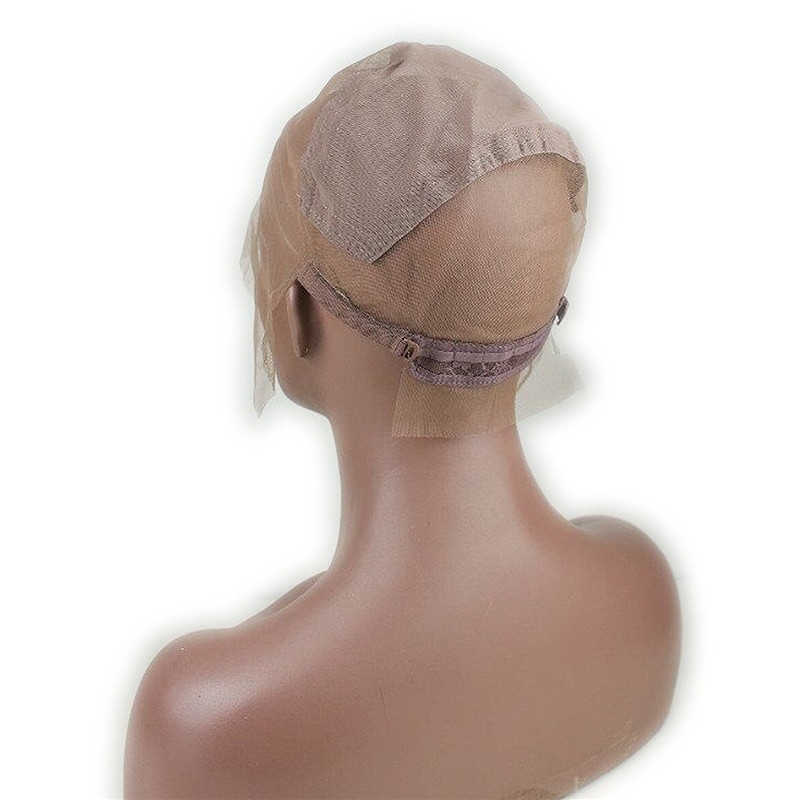 Full Lace Wig Cap for Making Wigs Swiss and French Lace Hair Net with ear to ear Stretch Medium Brown Color for Wig Making (Full Lace Cap with Adjusta