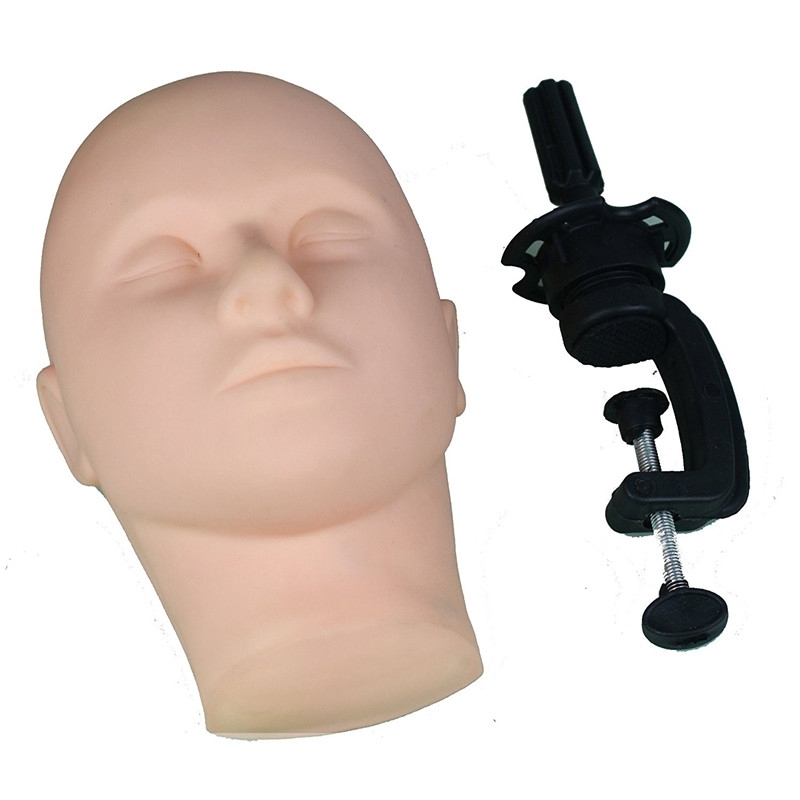 Soft Skin Massage and Makeup Practice Mannequin Face with Table Clamp