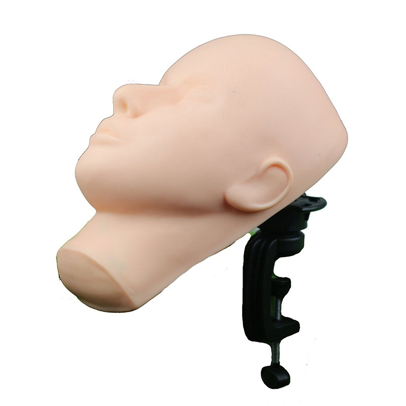 Soft Skin Massage and Makeup Practice Mannequin Face with Table Clamp