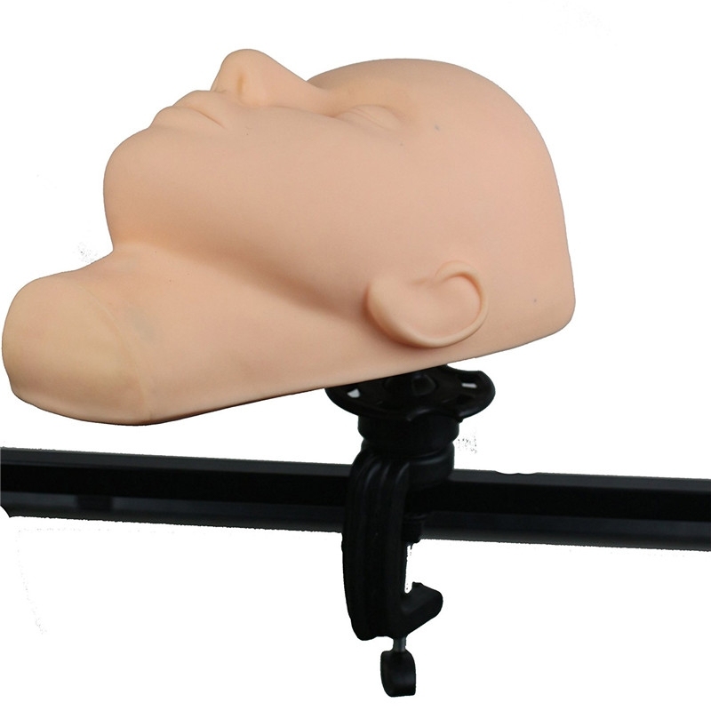 Soft Skin Massage and Makeup Practice Mannequin Face with Table Clamp