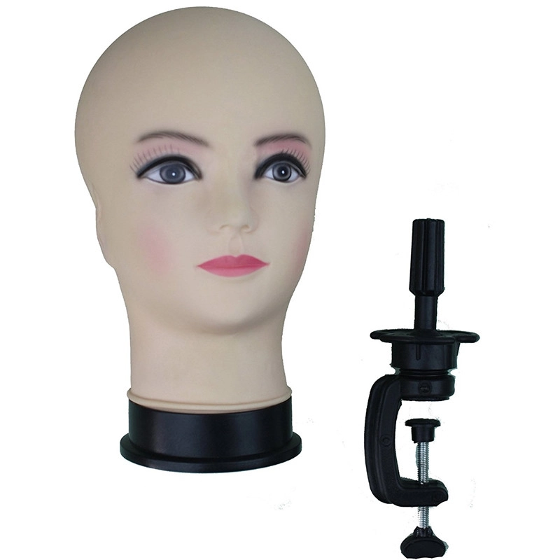 Cosmetology Bald Female Makeup Manikin Head for Wigs Making and Display Mannequin Head with C Table Clamp