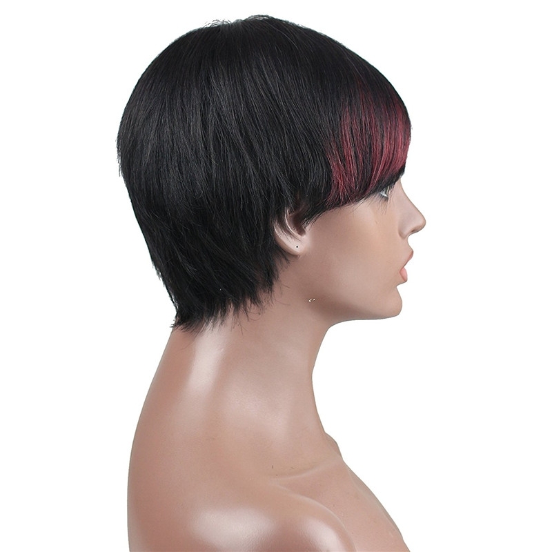 Real Brazilian Human Hair 1B/99J Color Fashion Short Full Wigs for Women