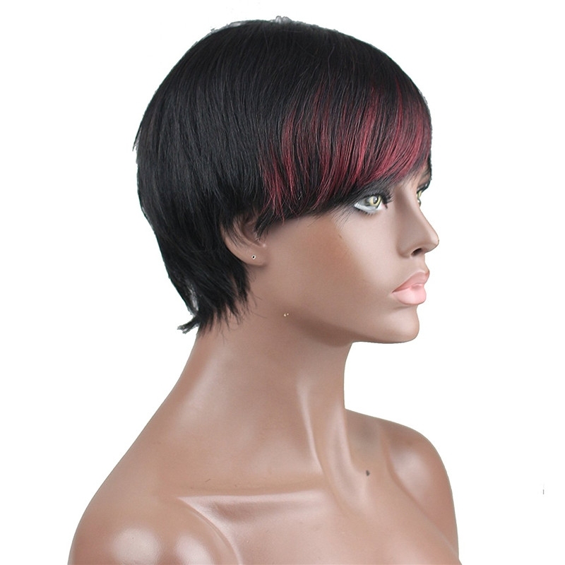 Real Brazilian Human Hair 1B/99J Color Fashion Short Full Wigs for Women