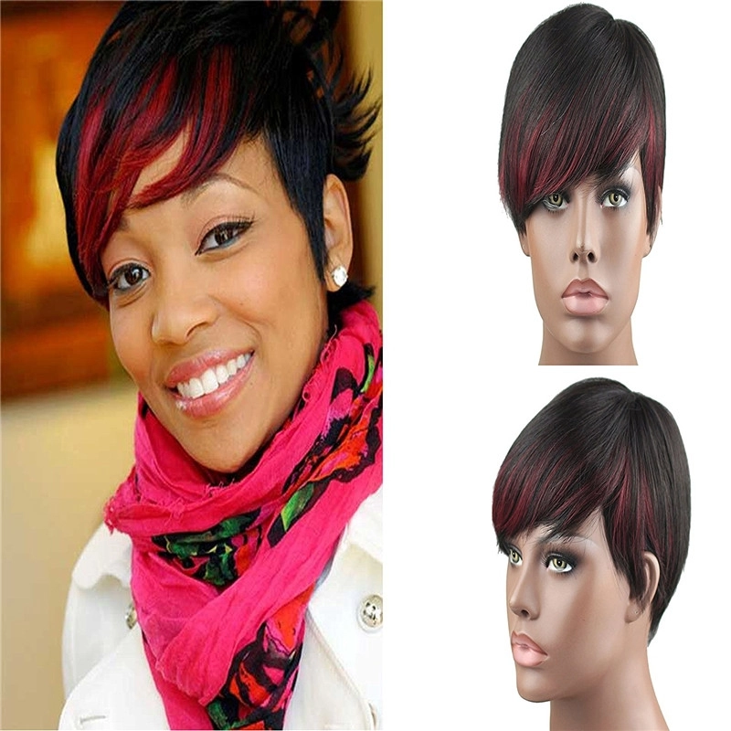 Real Brazilian Human Hair 1B/99J Color Fashion Short Full Wigs for Women