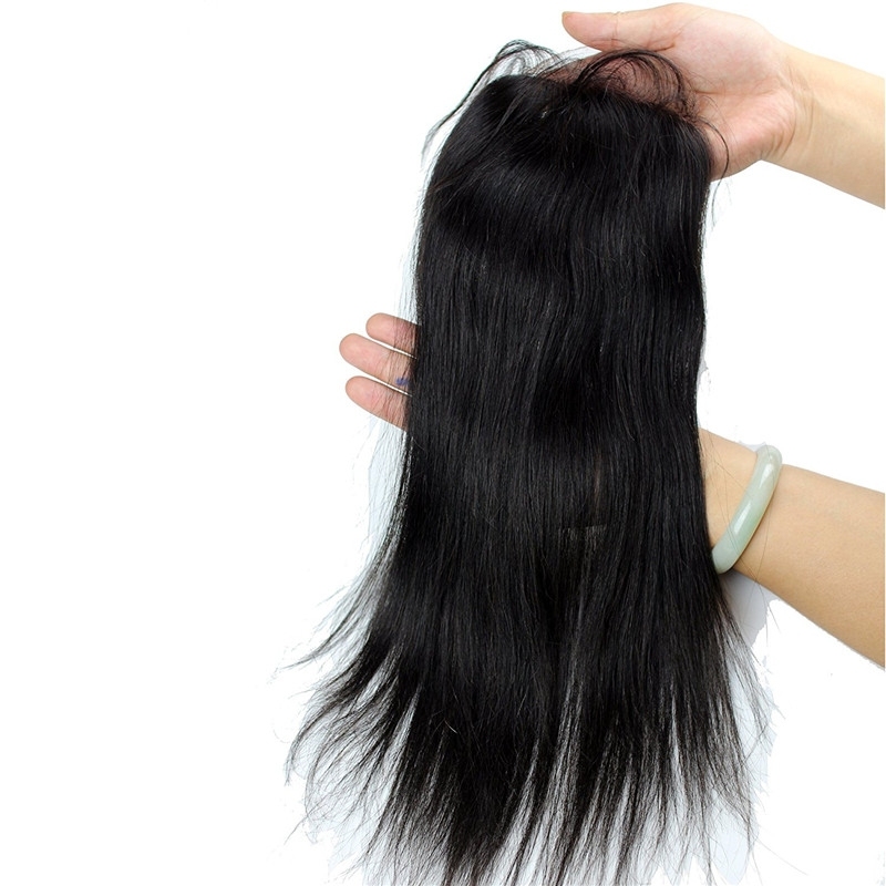 Peruvian Silk Base Closure Straight hair 4x4 Free Part Silk Base Closure Hidden Knots 18inch