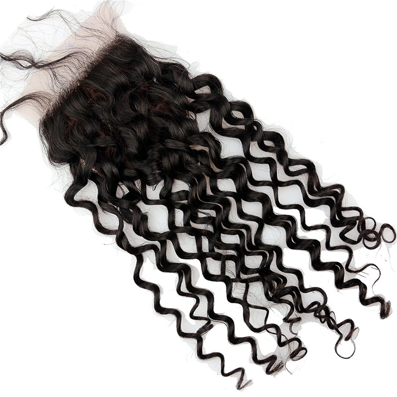 Cheap Malaysian Hair Silk Base Closure 4x4 Human Hair Free Part Curly Silk Top Closure Bleached Konts 10inch